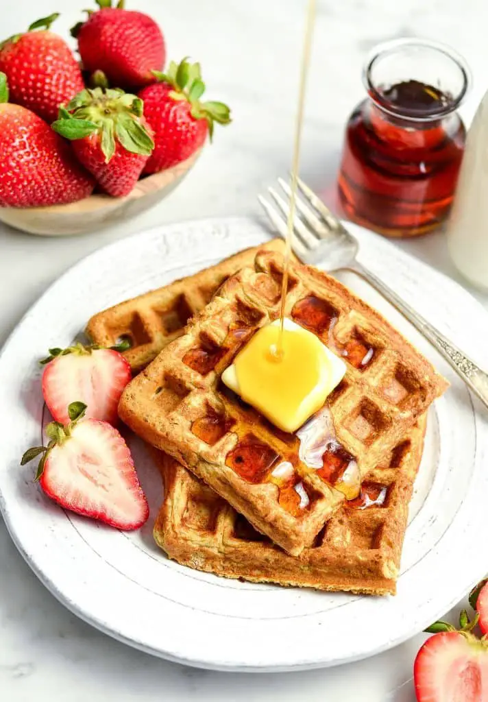 These Blender Peanut Butter Banana Oatmeal Waffles are a delicious healthy breakfast recipe! They are gluten-free, dairy-free, refined sugar free and have no butter or oil! 