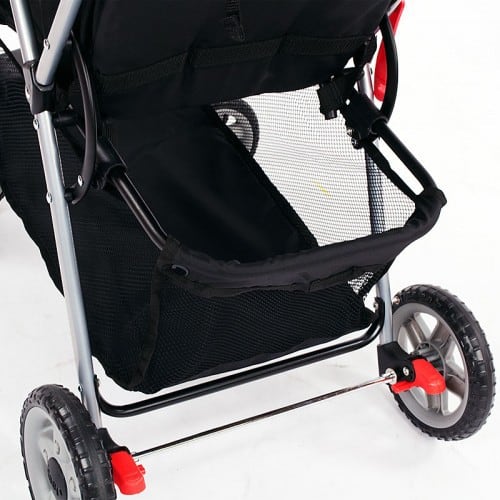 The large storage box below the stroller seat allow parents to put bigger items like baby diapers or toys.  - Kolcraft Cloud Plus Lightweight Stroller Review | Baby Journey