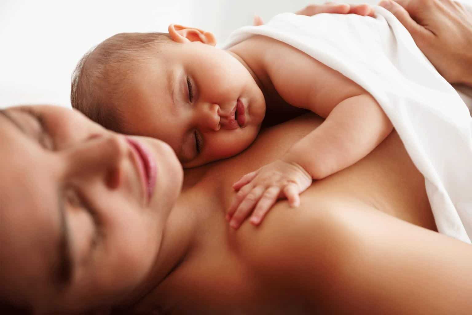 Skin-to-skin contact calms your baby by allowing her to hear, feel, and smell you. - A Guide on Baby Fussing When Breastfeeding | Baby Journey