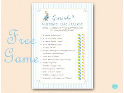 This fun trivia game lets guests get to know fun facts about the mom and dad-to-be.