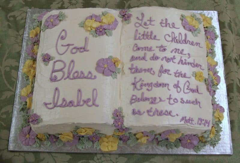 Go for Matthew.19:44. - What to Write on Baptism Cake | Baby Journey 