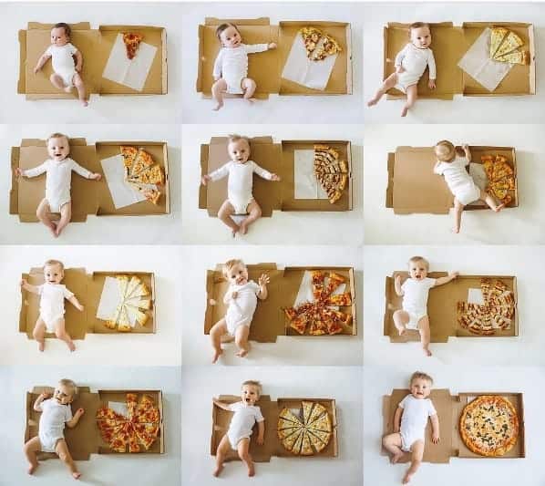 pizza photoshoot - monthly baby photo ideas