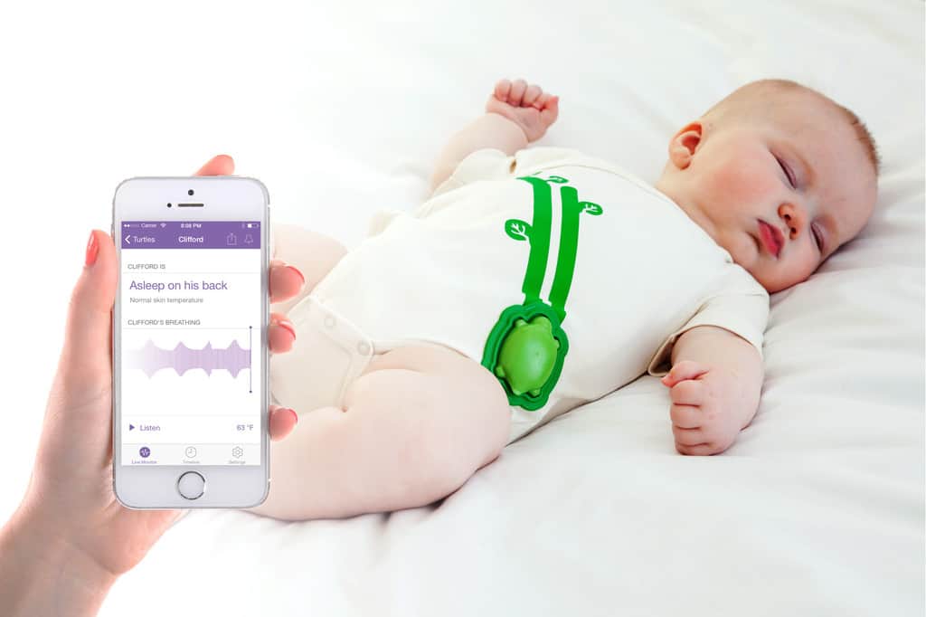 You can monitor your baby’s status via the Mimo app once your child dons the bodysuit with the turtle-shaped tracker attached. - Owlet VS Mimo Review | Baby Journey