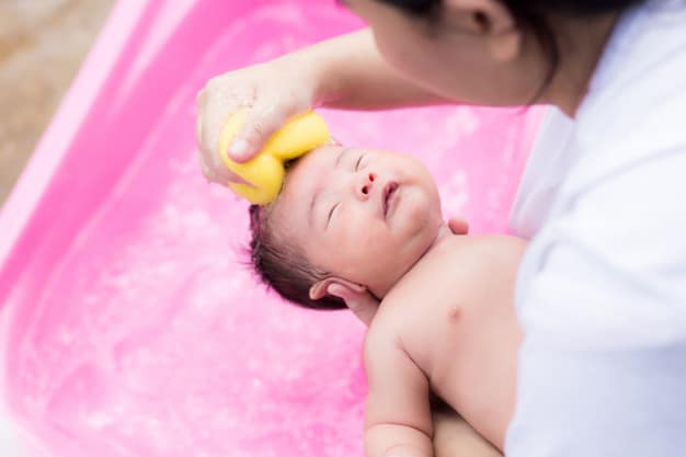 It is better to clean your baby with a wet cloth or a sponge until the umbilical stump falls off. - How Often Should I Bathe My Baby | Baby Journey 