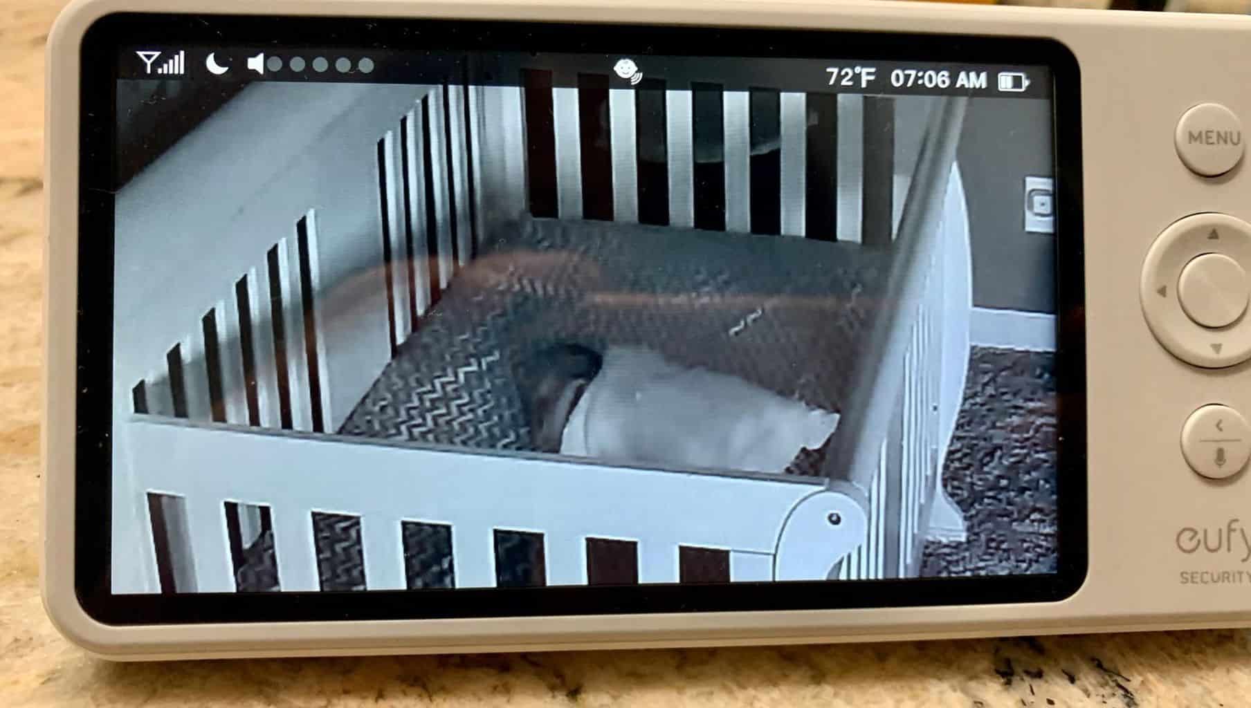 Eufy SpaceView baby monitor monochrome night-vision display. - Eufy SpaceView Baby Monitor Review | Baby Journey 