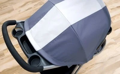 Full coverage can be achieved with both the stroller and car seat canopies, but the downside is that there's no peekaboo window. - Chicco Viaro Travel System Review | Baby Journey