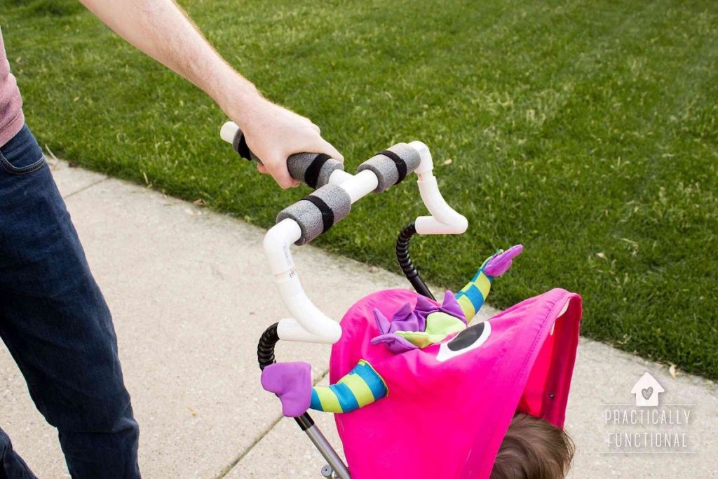 PVC Pipes Add Handlebar Length.- 45 Awesome Stroller Hacks for A Stress-Free Outing with Baby | Baby Journey Blog