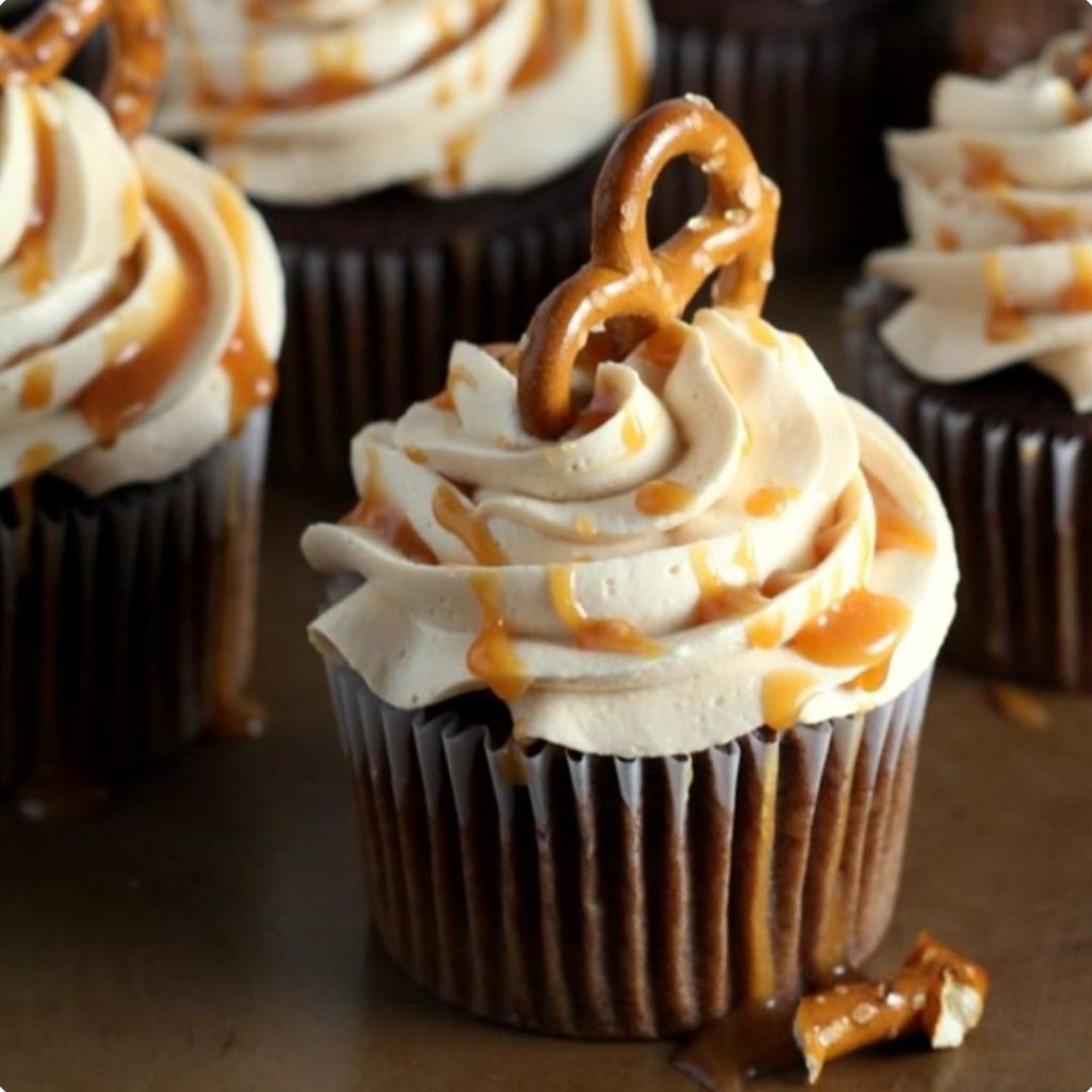Salted Caramel Cupcakes - 42 Unique Baby Shower Cakes and Baby Shower Cupcakes Ideas - Baby Journey Blog