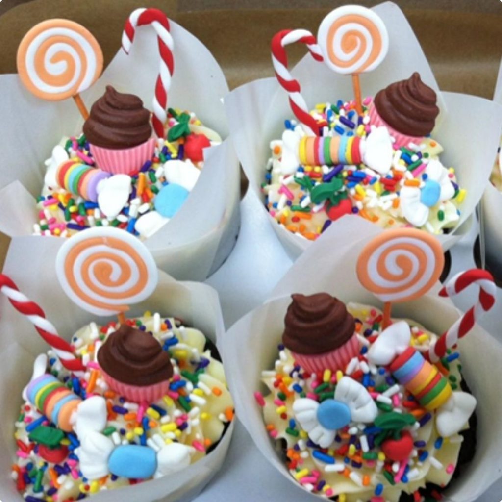 Candyland Cupcakes - 42 Unique Baby Shower Cakes and Baby Shower Cupcakes Ideas - Baby Journey Blog