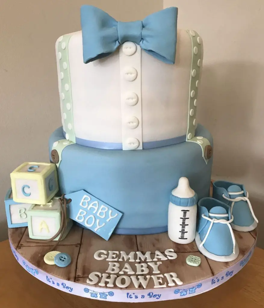Stylish Suit Cake - 42 Unique Baby Shower Cakes and Baby Shower Cupcakes Ideas - Baby Journey Blog