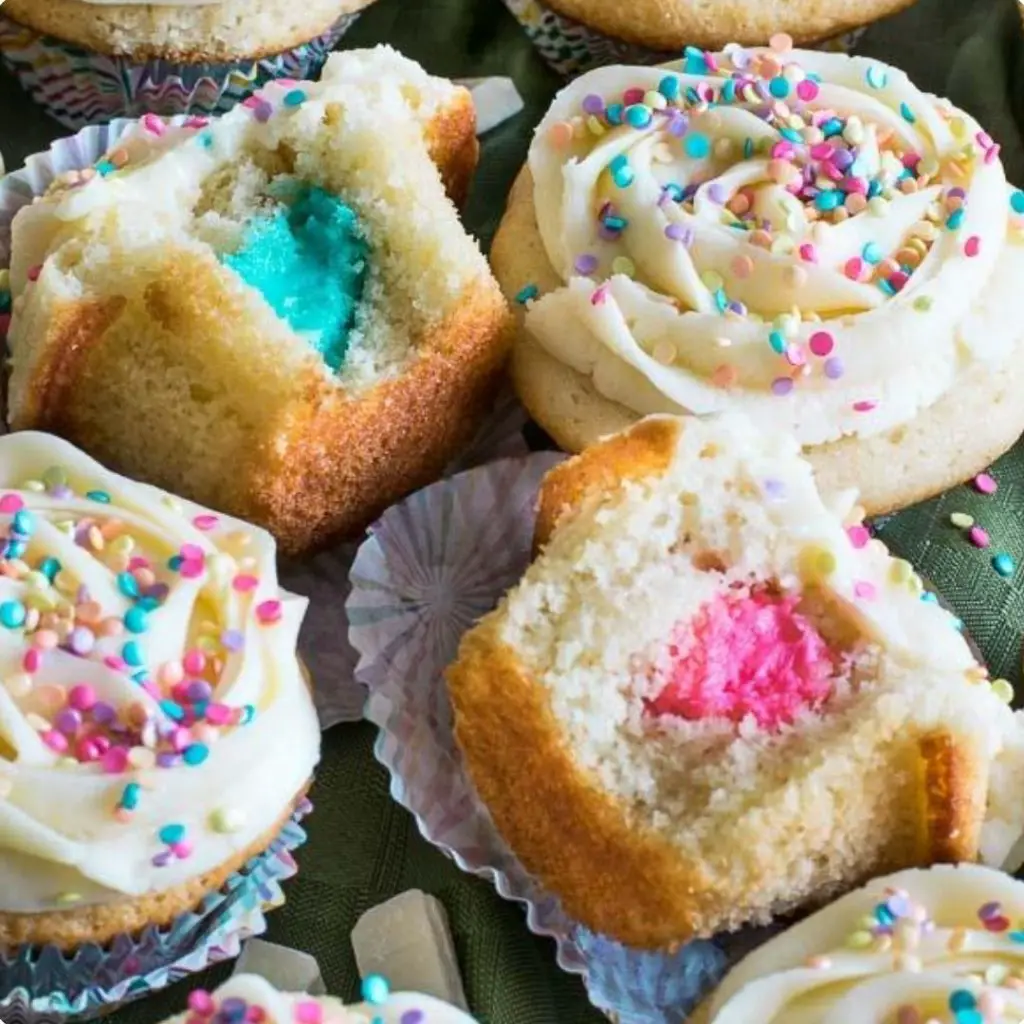 Gender Reveal Cupcakes - 42 Unique Baby Shower Cakes and Baby Shower Cupcakes Ideas - Baby Journey Blog