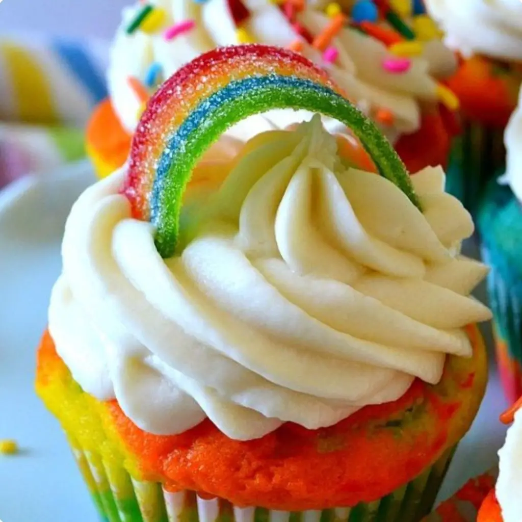 Rainbow Cupcakes - 42 Unique Baby Shower Cakes and Baby Shower Cupcakes Ideas - Baby Journey Blog