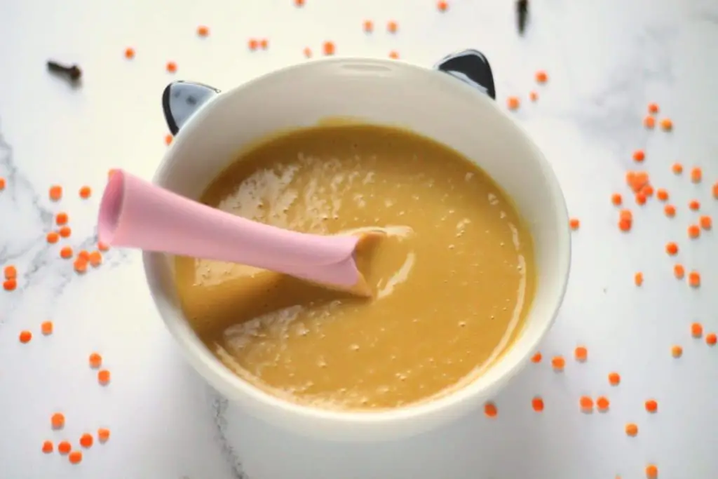 Warm vegetarian lentil soup - Stage 3 baby food recipes - Baby Journey Blog