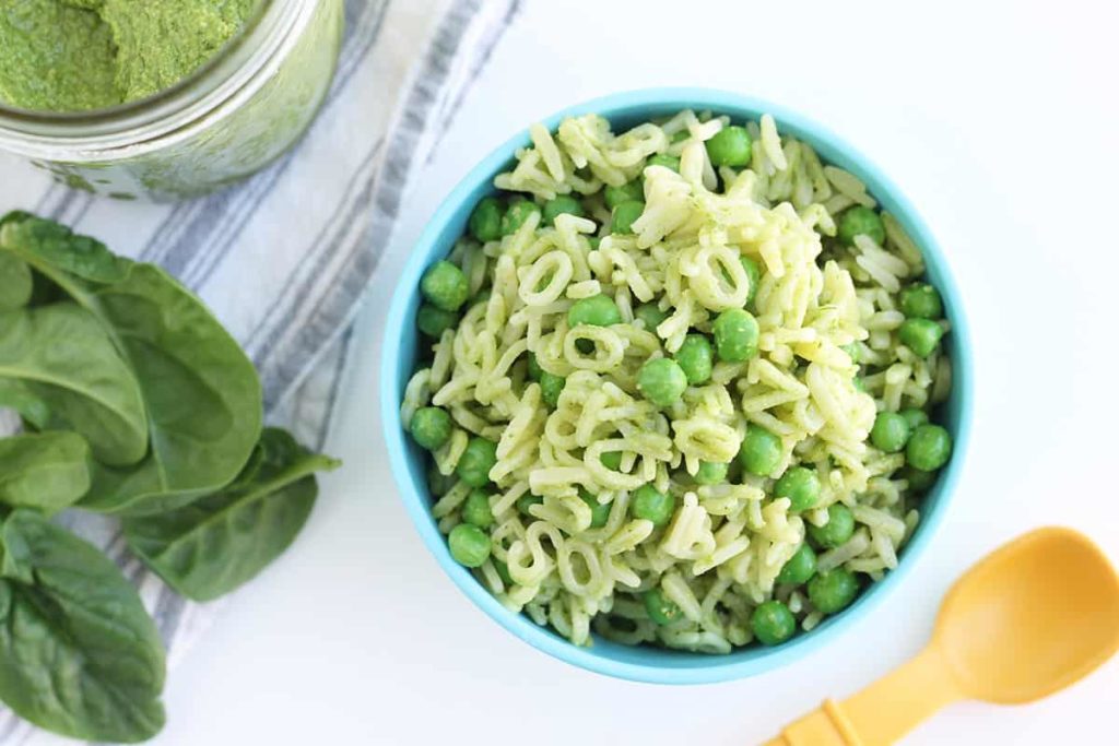 Spinach pesto pasta - Stage 3 baby food recipes - Baby Journey Blog
