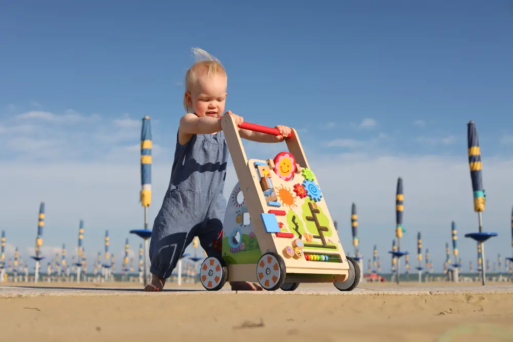Toddler with push walker outdoor | Best Baby Push Walker | Baby Journey