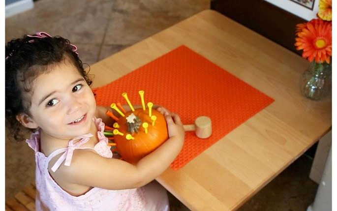 Pumpkin Hammering | Montessori fall activities for kids | Baby Journey