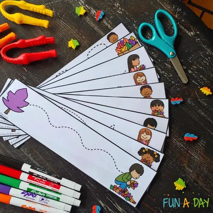 Fall Cutting Strips | Montessori fall activities for kids | Baby Journey