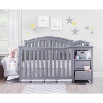 Sorelle Furniture Berkley 4-in-1 Convertible Crib and Changer, Gray - Best Cribs With Changing Table - Baby Journey