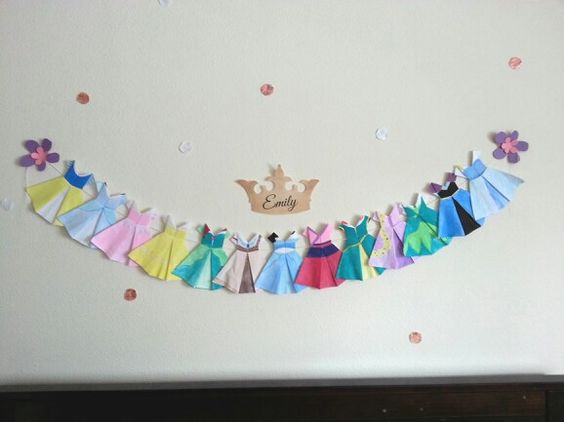 Disney Princess Dress Origami Banner – Best Disney Themed Baby Shower Ideas - Baby Journey