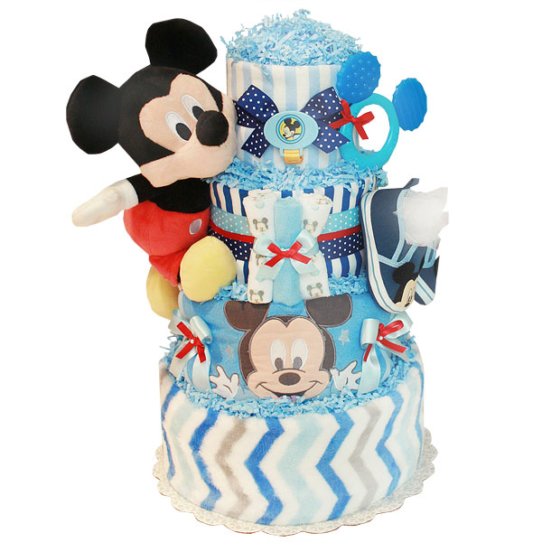 Mickey Mouse Diaper Cake - Best Disney Themed Baby Shower Ideas - Baby Journey