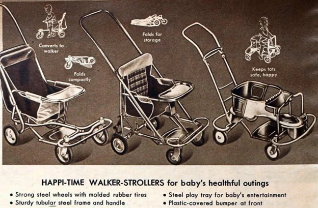 Illustration of a variety of 1950s strollers - When Were Strollers Invented History of Baby Strollers – Baby Journey
