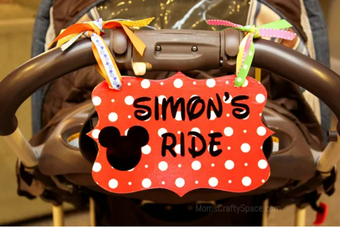 Customized stroller tags are a great way to identify yours from a pool of strollers. - How To Find Your Stroller At Disney – Baby Journey
