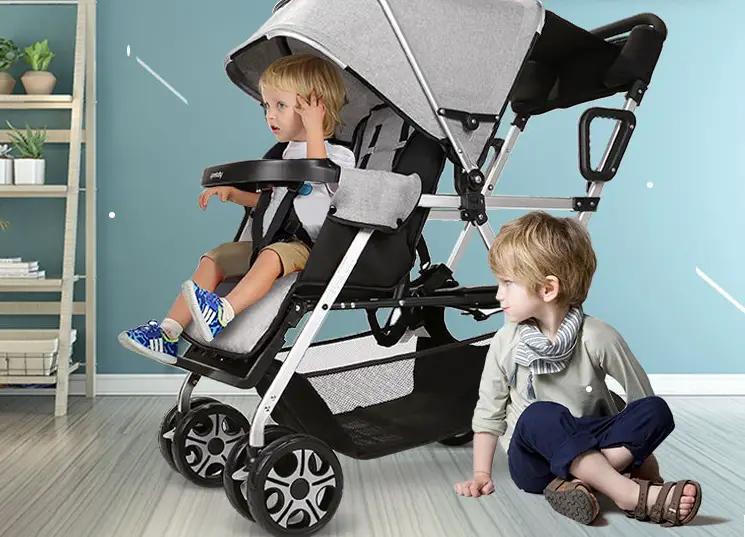 A photo of a young toddler and older child with the Cyne baby stroller - Cynebaby stroller review - Baby Journey