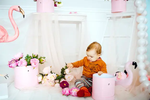 Baby is picking flower - Baby Girl Room Decorations Ideas - Baby Journey