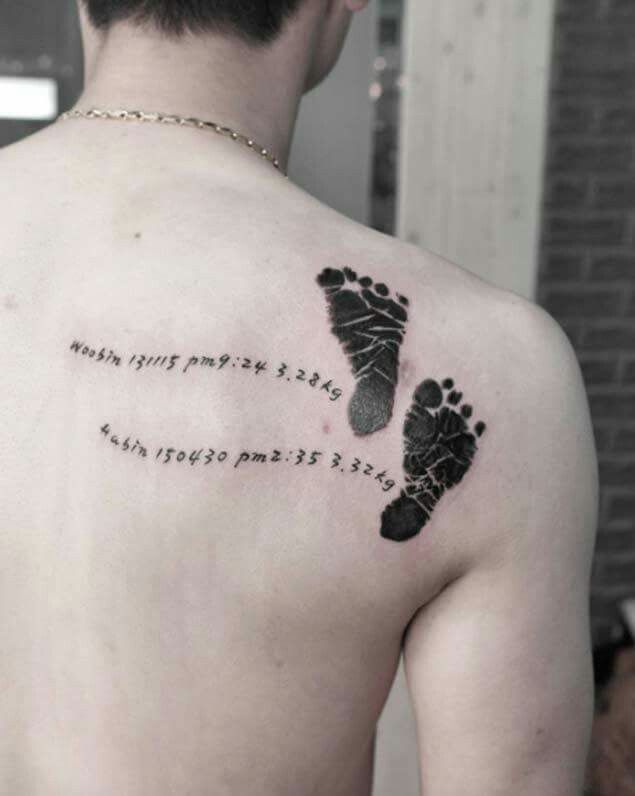 The back can also be one of the placement options for baby footprint tattoos - Baby Journey