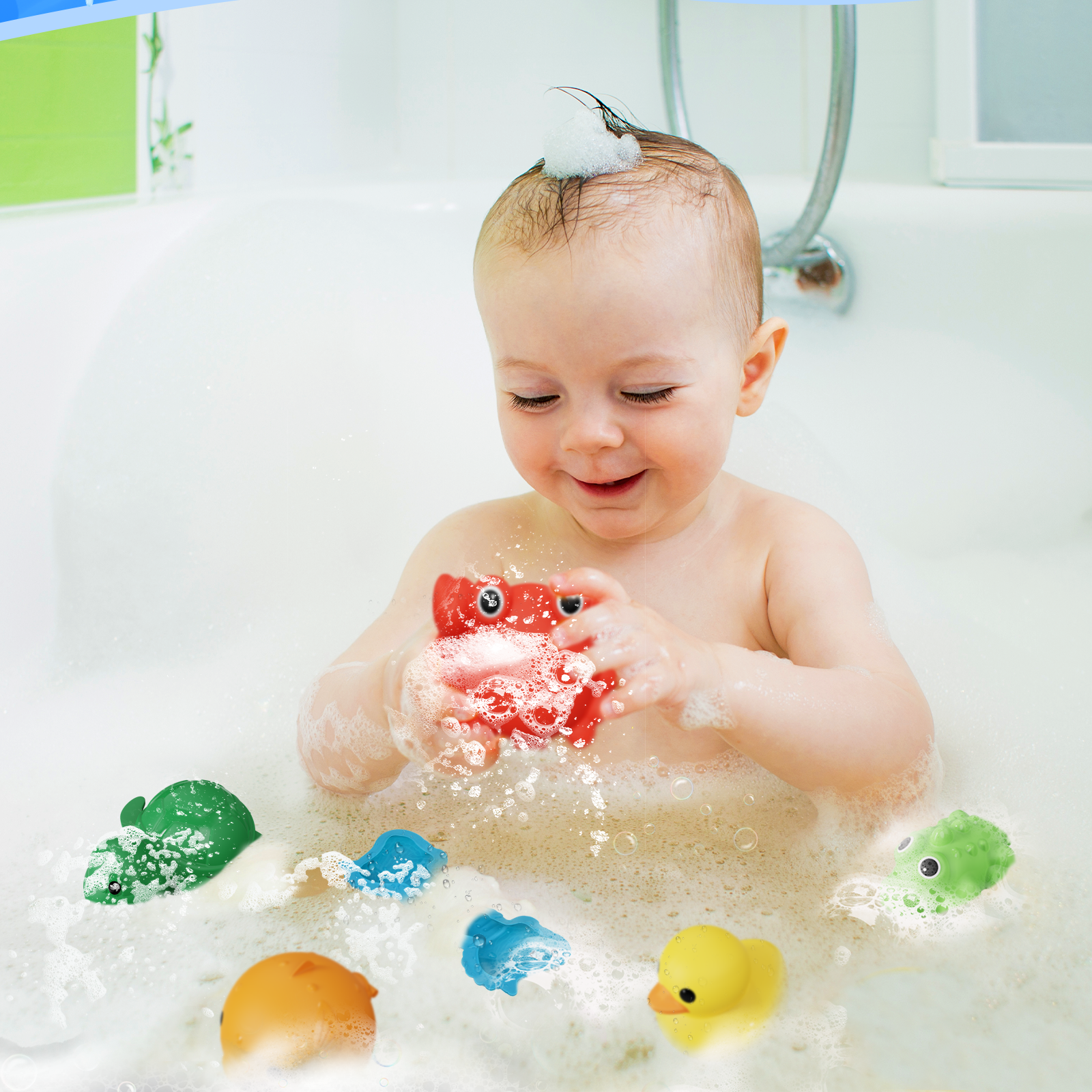 Baby Playing with Soppycid Silicone Animal Shaped Bath Toy - Soppycid Bath Toys Review - Baby Journey
