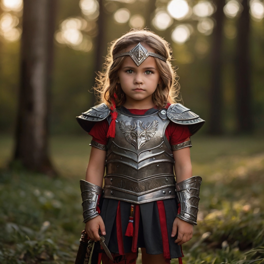 A little girl dressed with warrior suit - Warrior Names - Baby Journey