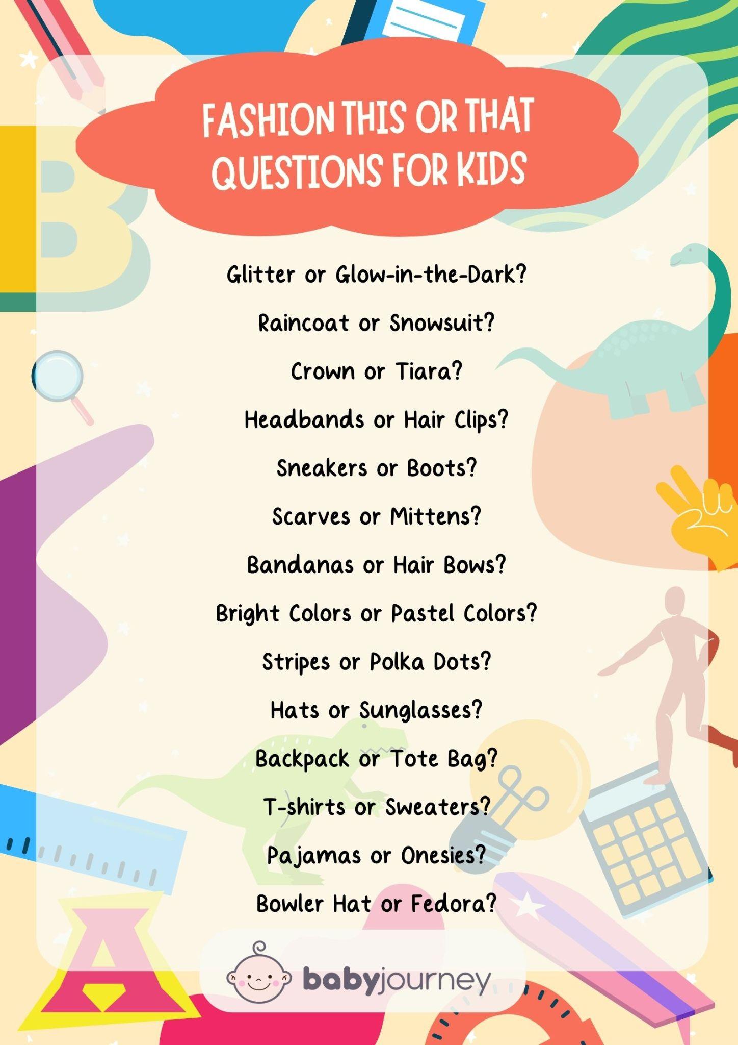 Fashion Pick One of Two Choices Game - Fun This or That Questions for Kids Ideas - Baby Journey Best Parenting Blogs