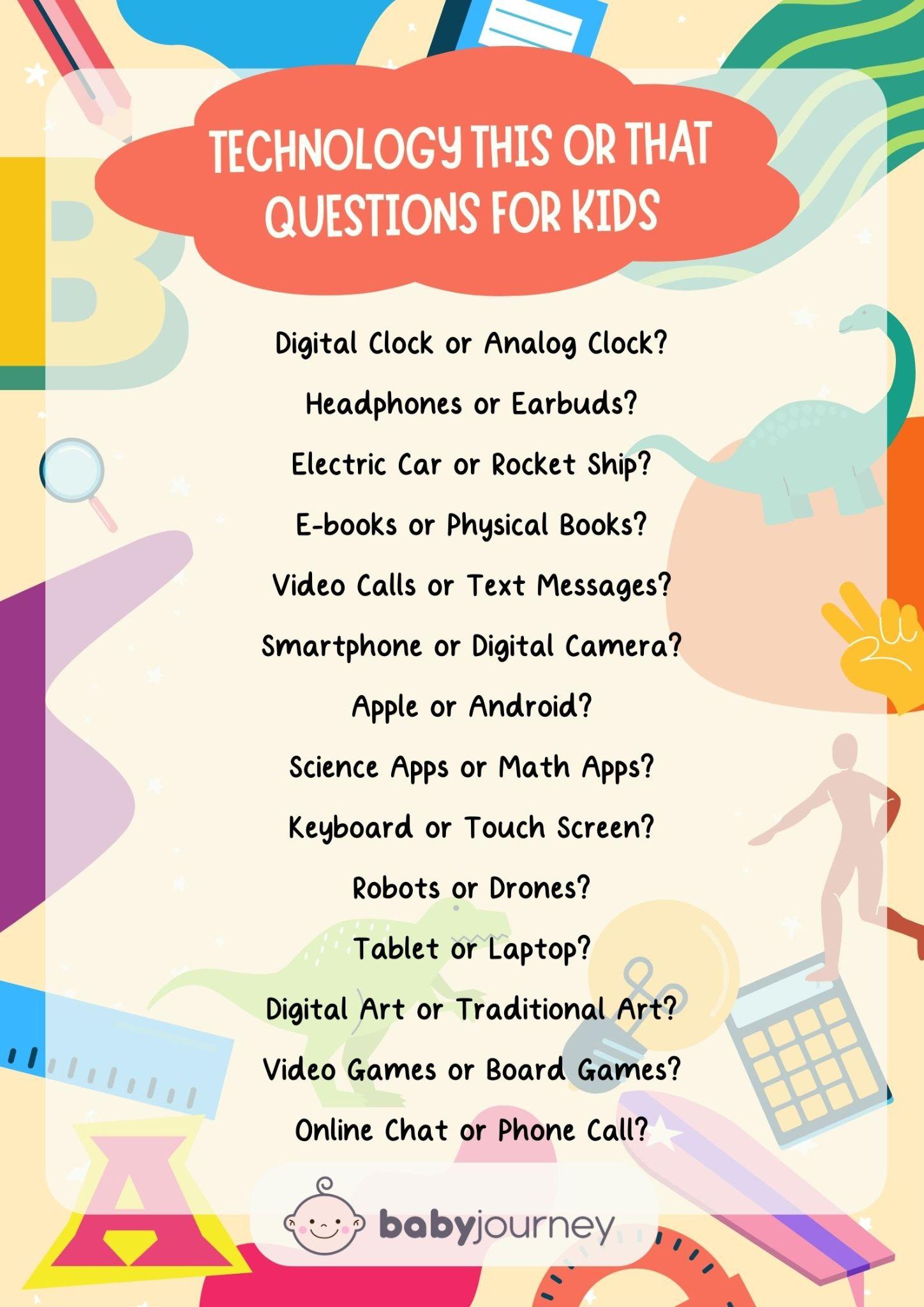 Technology Best This or That Questions - Fun This or That Questions for Kids Ideas - Baby Journey Best Parenting Blogs