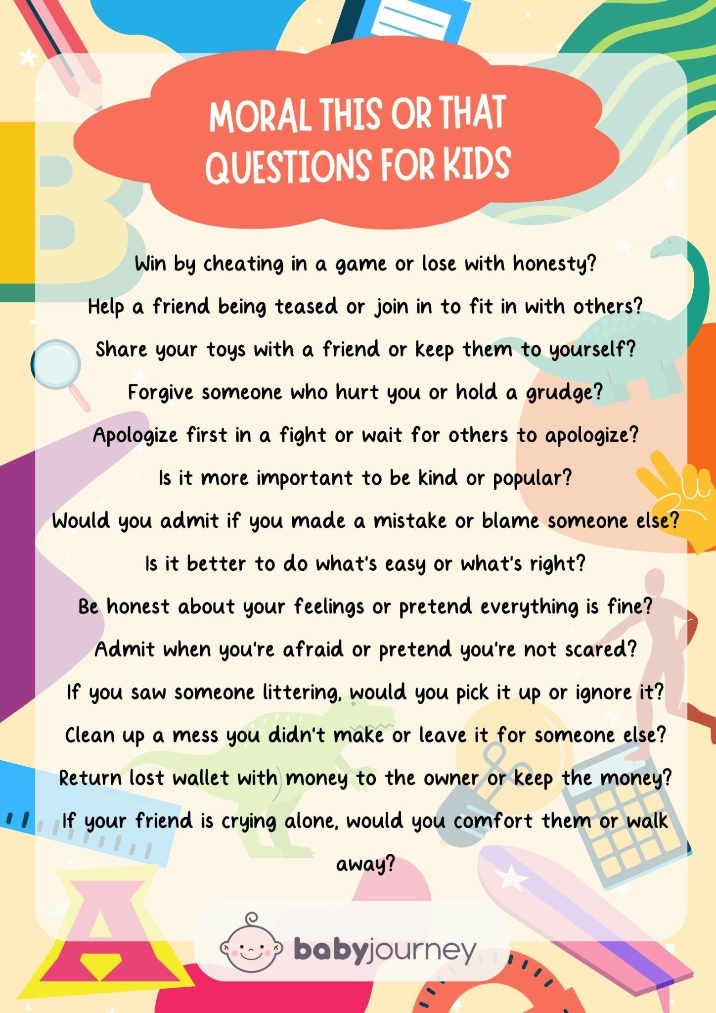 Moral Instincts This or That List of Questions - Fun This or That Questions for Kids Ideas - Baby Journey Best Parenting Blogs