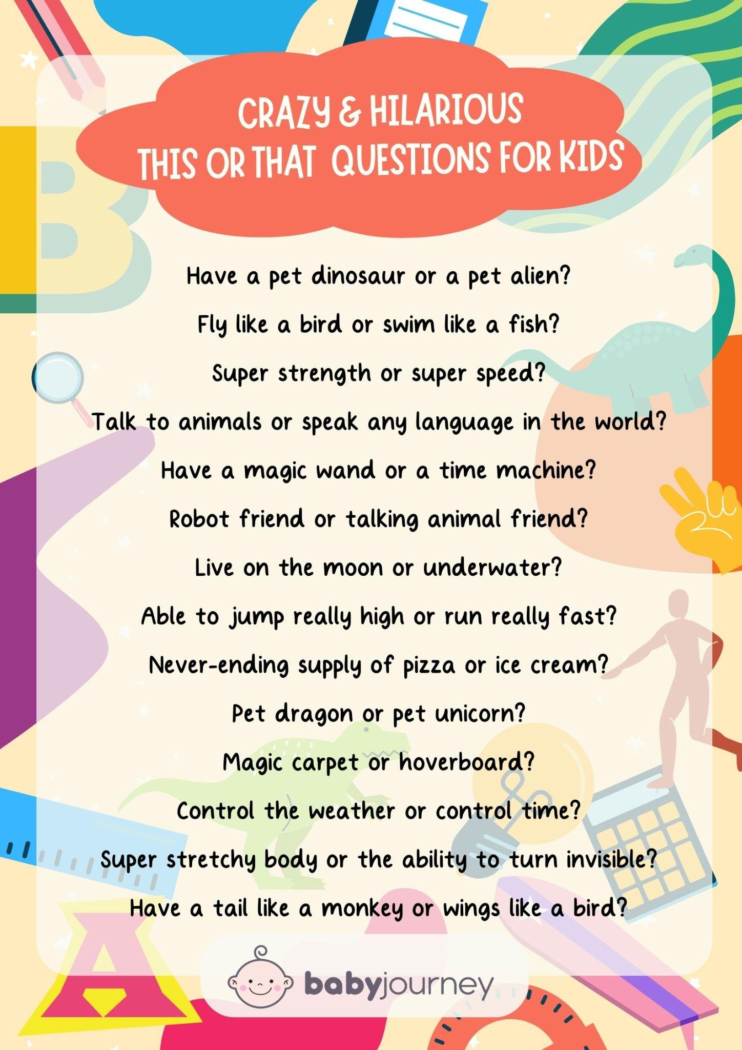  Crazy and Hilarious This or That Questions - Fun This or That Questions for Kids Ideas - Baby Journey Best Parenting Blogs